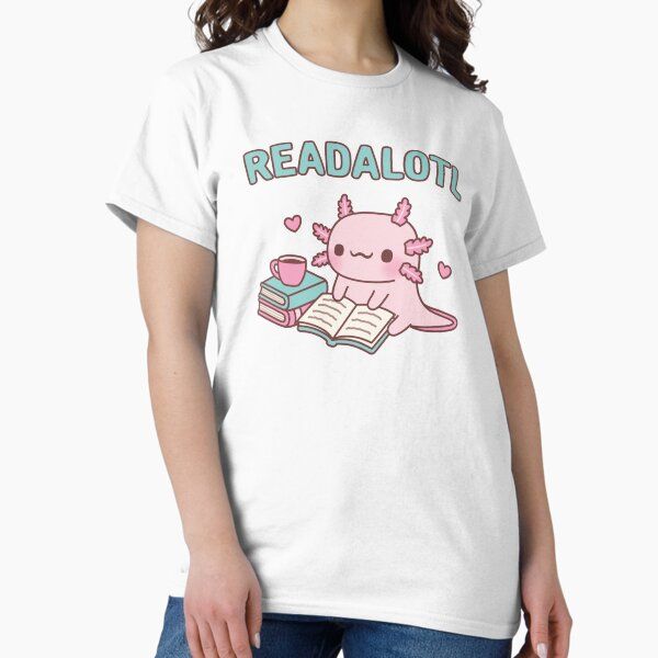 Cute Axolotl Reading A Book Readalotl Funny Pun