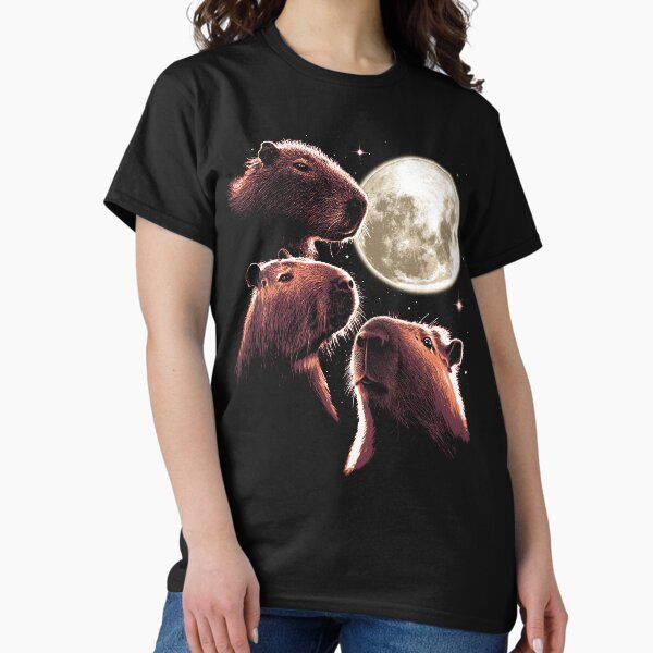 Three Capybara Moon Funny Capybara Meme Mystical Capybara