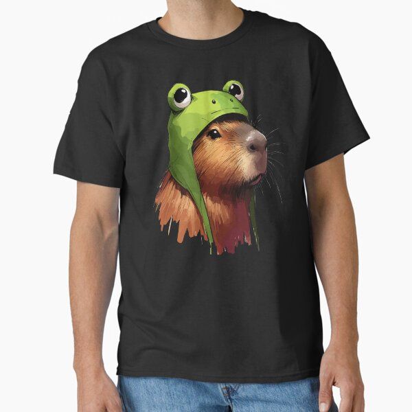 Sketchy Funny Capybara In Frog Hat