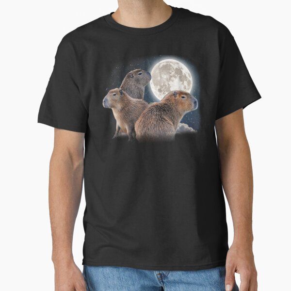 Three Capybaras and Moon Funny Capybara Humor Parody