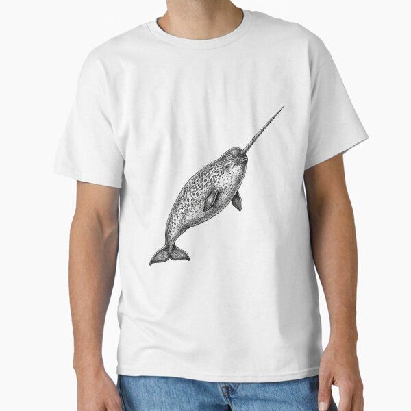 Realistic high detail black and white narwhal