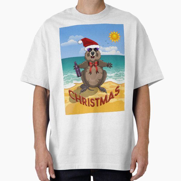 Australian Christmas! Quokka in a Santa Hat on the Beach by Amanda M Lucas